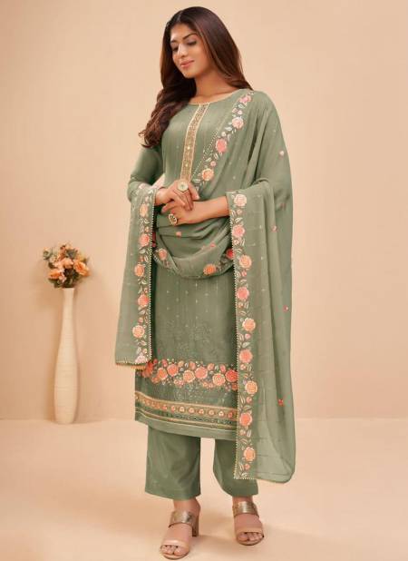 Dusty Green Colour Alizeh Murad Vol 11 New Latest Designer Ethnic Wear Georgette Salwar Suit Collection 2047 D